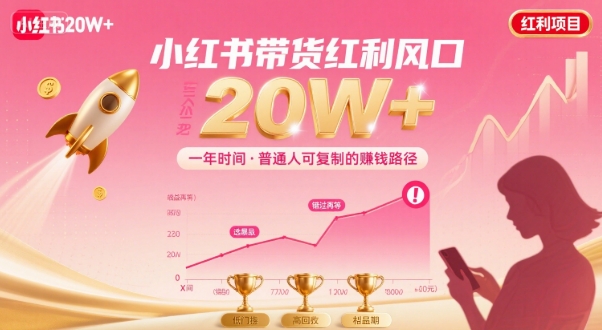 一年时间靠小红书带货项目年入20w+,最不能错的大红利项目插图 一年时间靠小红书带货项目年入20w+,最不能错的大红利项目