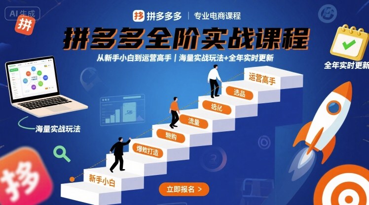 拼多多全阶实战课程,从新手小白到运营高手,海量实战玩法+全年实时更新【2025年9月更新】插图 拼多多全阶实战课程,从新手小白到运营高手,海量实战玩法+全年实时更新【2025年9月更新】