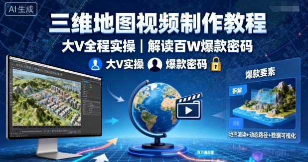 三维地图视频制作教程,大V全程实操,解读百W爆款密码插图 三维地图视频制作教程,大V全程实操,解读百W爆款密码