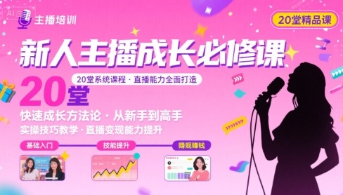 新人主播必学的20堂培训课,让主播快速成长的必学课程,帮你直播能力快速打造的实操方法插图 新人主播必学的20堂培训课,让主播快速成长的必学课程,帮你直播能力快速打造的实操方法