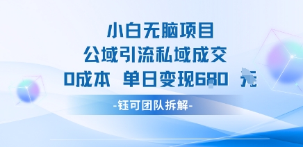 小白无脑项目公域引流私域成交0成本单日变现680米插图 小白无脑项目公域引流私域成交0成本单日变现680米