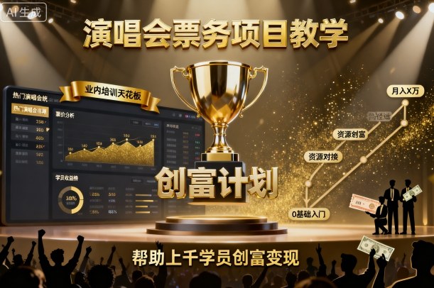 演唱会票务项目教学,业内培训天花板,帮助上千学员创富变现插图 演唱会票务项目教学,业内培训天花板,帮助上千学员创富变现